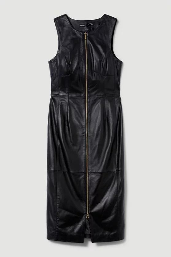 Discount π Karen Millen Leather Zip Though Pencil Midi π Dress π― - Image 4