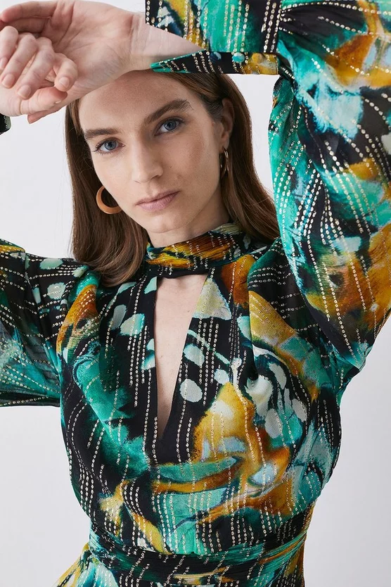 Cheapest β Karen Millen Metallic Iridescent Column Midi π Dress π - Image 2