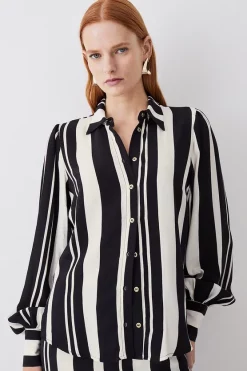 Buy β€οΈ Karen Millen Mixed Stripe Woven π Shirt - mono π
