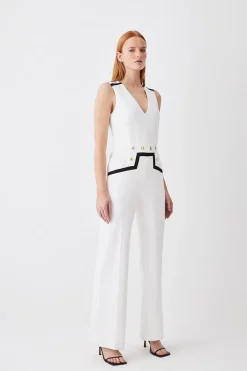 Cheap 💯 Karen Millen Compact Stretch Nautical Wide Leg Jumpsuit 🔥