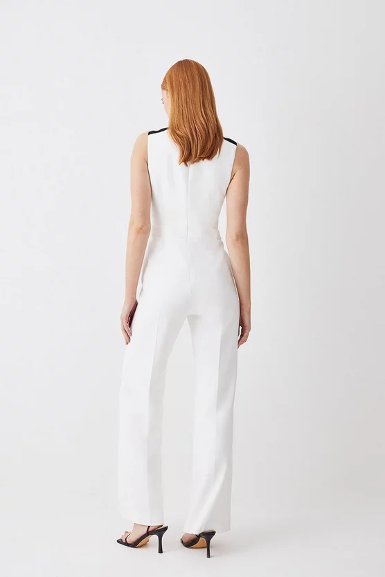 Cheap π― Karen Millen Compact Stretch Nautical Wide Leg Jumpsuit π₯ - Image 3