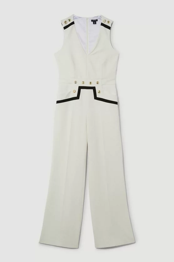 Cheap π― Karen Millen Compact Stretch Nautical Wide Leg Jumpsuit π₯ - Image 4
