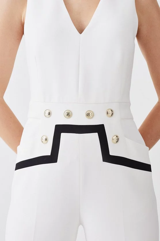 Cheap π― Karen Millen Compact Stretch Nautical Wide Leg Jumpsuit π₯ - Image 5