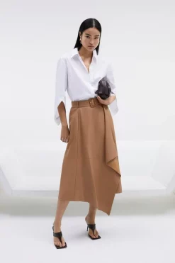 Coupon π€© Karen Millen Leather Belted Drape Hem Maxi π Skirt π₯°
