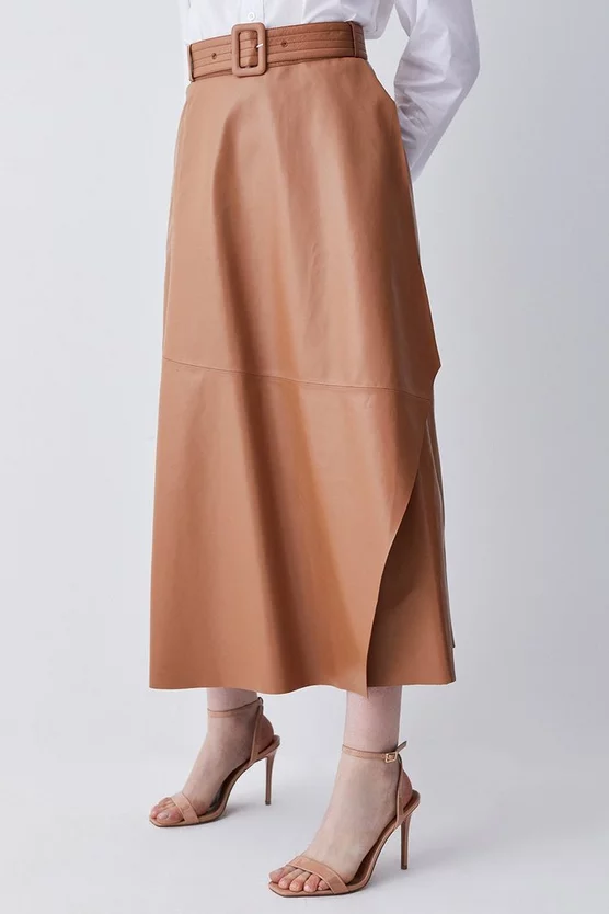 Coupon π€© Karen Millen Leather Belted Drape Hem Maxi π Skirt π₯° - Image 3