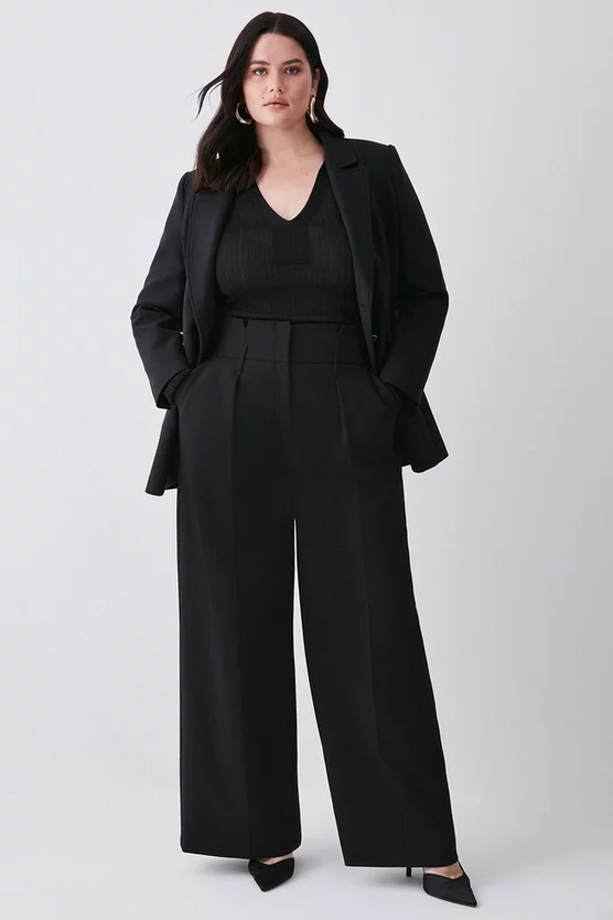 Wholesale π Karen Millen Plus Size Compact Stretch High Waist Wide Leg Trouser βοΈ