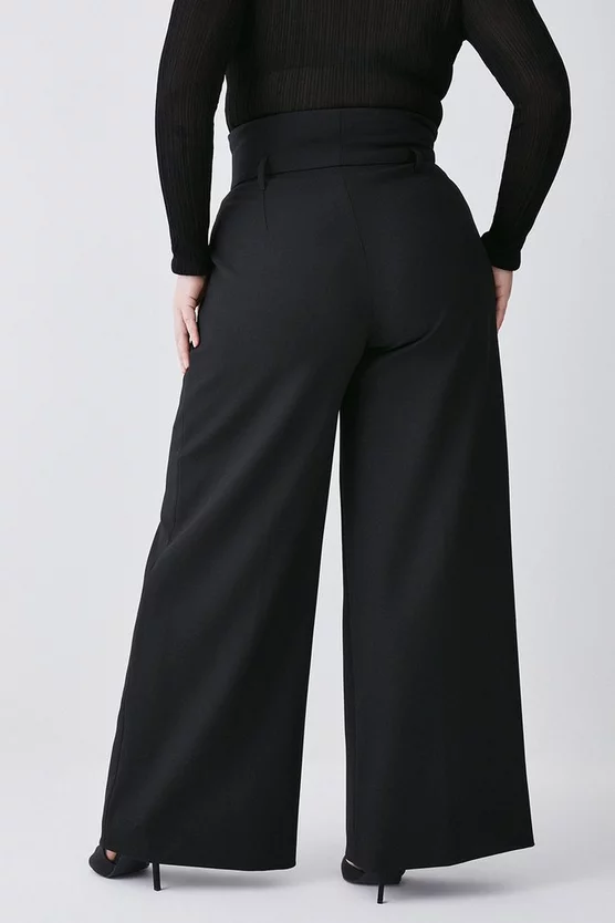 Wholesale π Karen Millen Plus Size Compact Stretch High Waist Wide Leg Trouser βοΈ - Image 3