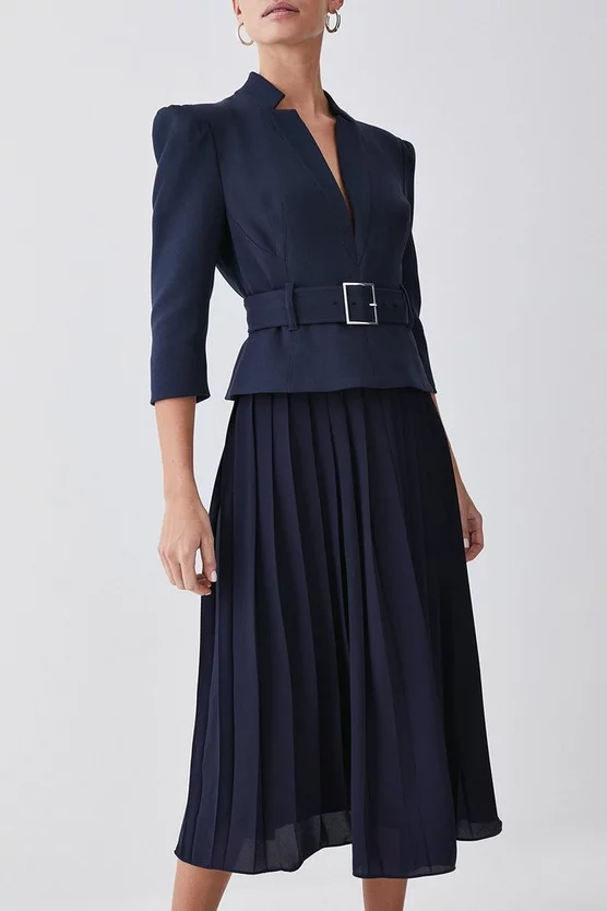 Best reviews of π Karen Millen Petite Structured Crepe Forever Pleated Midi π Dress π€© - Image 5