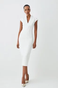 Best deal ✨ Karen Millen Petite Structured Crepe Forever Midi 👗 Dress - ivory 🔥