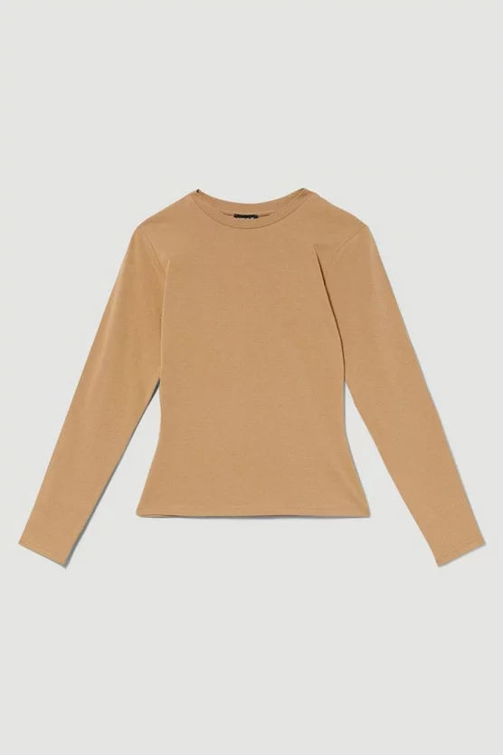 Best Sale β€οΈ Karen Millen Long Sleeve Cotton Crew Neck T-shirt π - Image 4