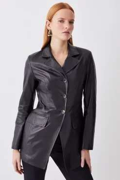 Best Pirce 😉 Karen Millen Leather Single Breasted Tailored Blazer 🥰