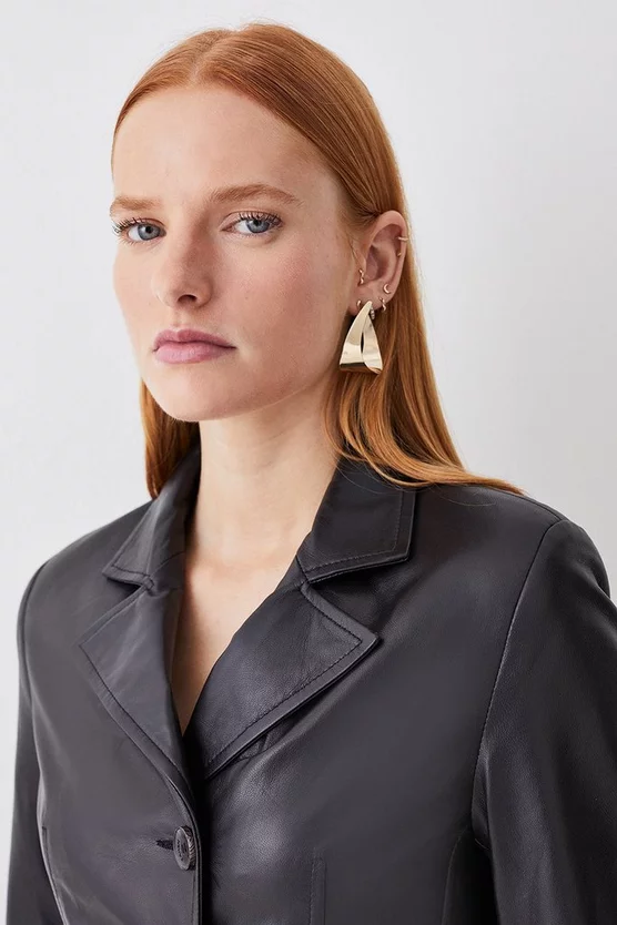 Best Pirce π Karen Millen Leather Single Breasted Tailored Blazer π₯° - Image 2