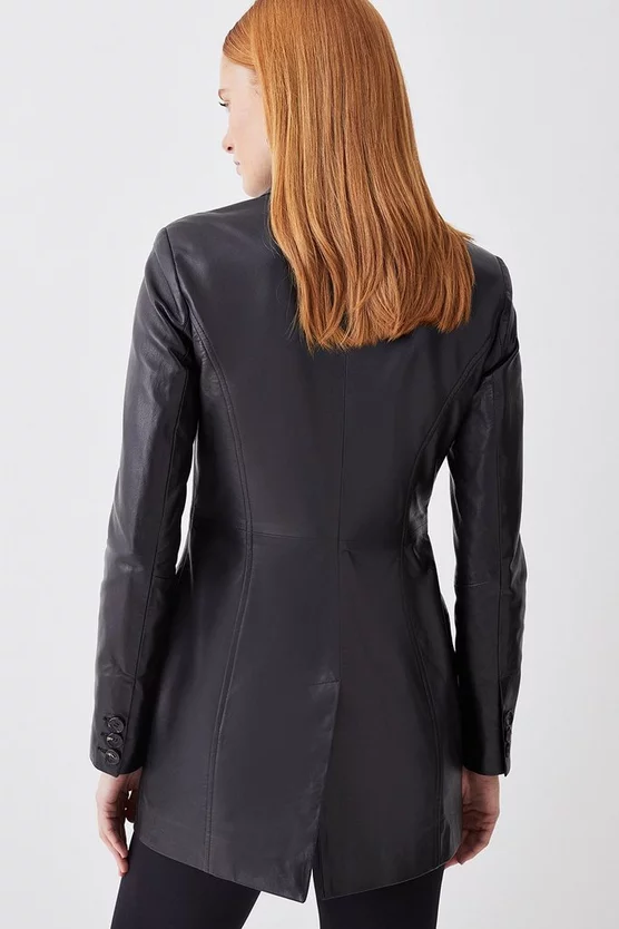 Best Pirce π Karen Millen Leather Single Breasted Tailored Blazer π₯° - Image 3
