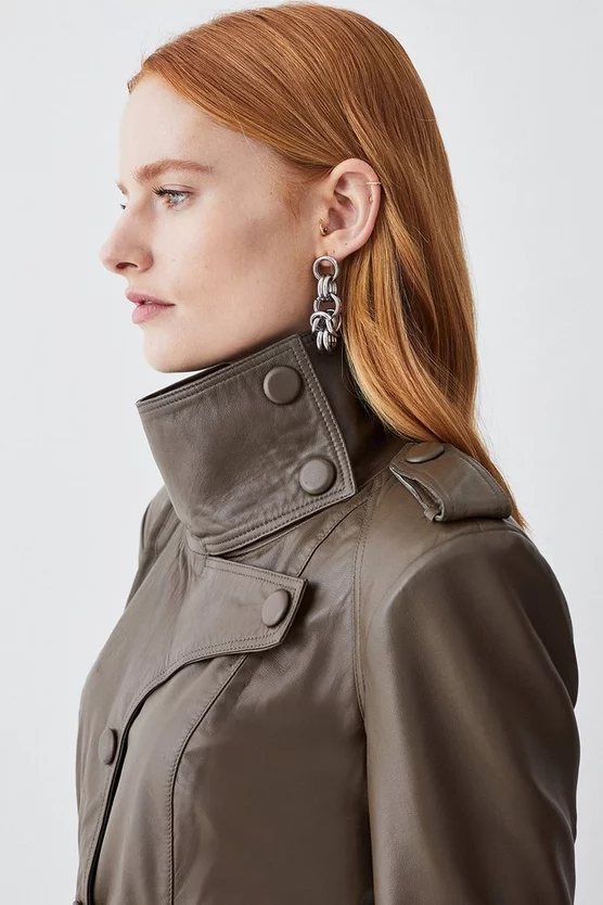 Best reviews of π Karen Millen Leather Maxi Trench π§₯ Coat - military green β - Image 3