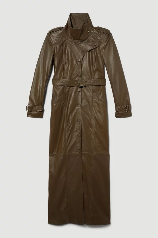 Best reviews of π Karen Millen Leather Maxi Trench π§₯ Coat - military green β - Image 4