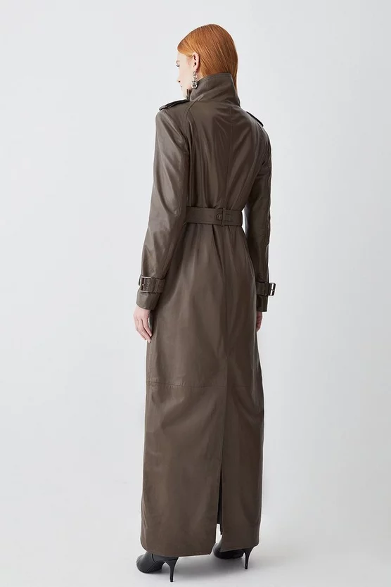 Best reviews of π Karen Millen Leather Maxi Trench π§₯ Coat - military green β - Image 5