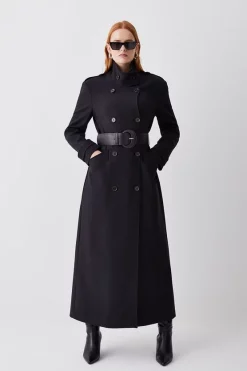Best deal 🤩 Karen Millen Compact Stretch Belted Double Breasted Maxi 🧥 Coat ✨