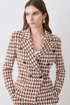 Best Sale 🧨 Karen Millen Check Tweed Military Tailored Blazer 🌟