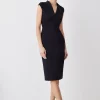 Coupon ✔️ Karen Millen Italian Compact Scuba Jersey Seamed Pencil Midi 👗 Dress - black 🧨