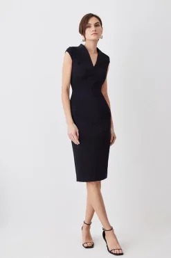 Coupon βοΈ Karen Millen Italian Compact Scuba Jersey Seamed Pencil Midi π Dress - black π§¨