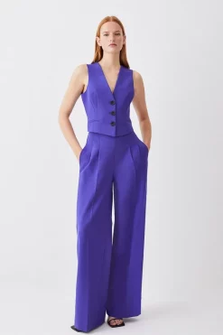 Outlet π Karen Millen Petite Clean Tailored Darted Wide Leg Trouser - purple π