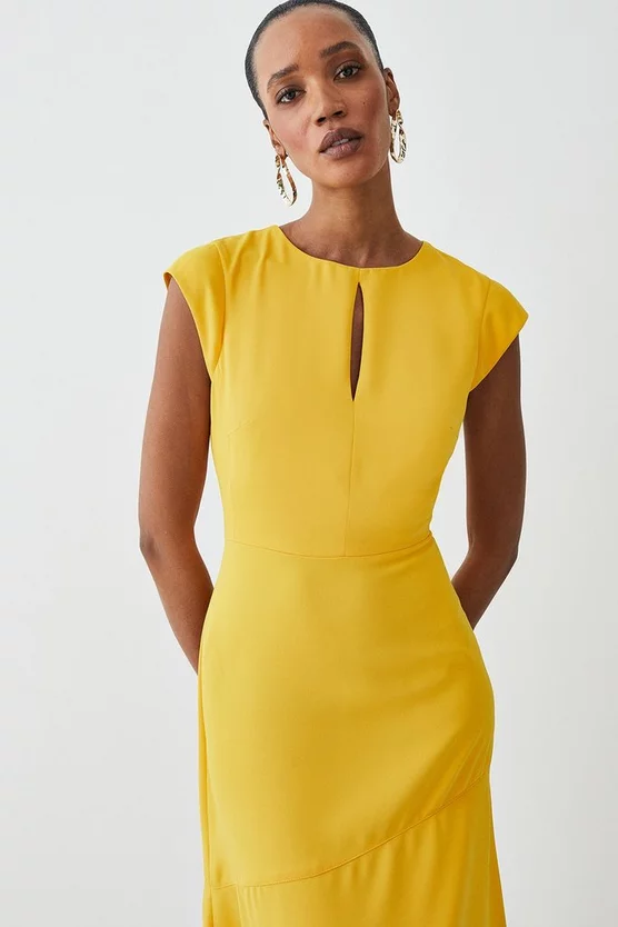 Best deal 𧨠Karen Millen Soft Tailored Key Hole Cap Sleeve High Low Midi π Dress β - Image 2