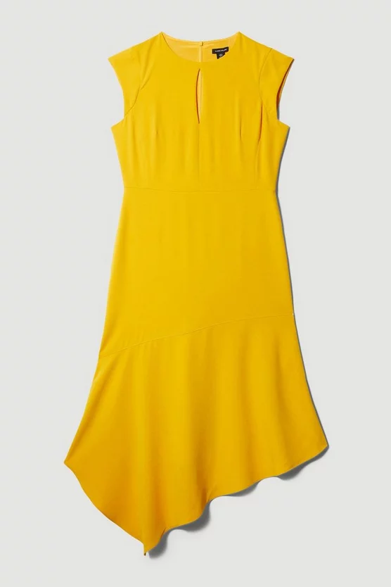 Best deal 𧨠Karen Millen Soft Tailored Key Hole Cap Sleeve High Low Midi π Dress β - Image 4