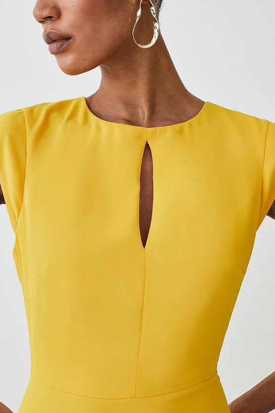 Best deal 𧨠Karen Millen Soft Tailored Key Hole Cap Sleeve High Low Midi π Dress β - Image 5