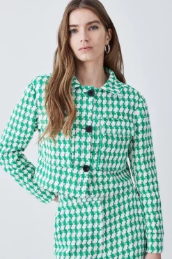 Buy ✔️ Karen Millen Petite Check Tweed Cropped Jacket - green 😍