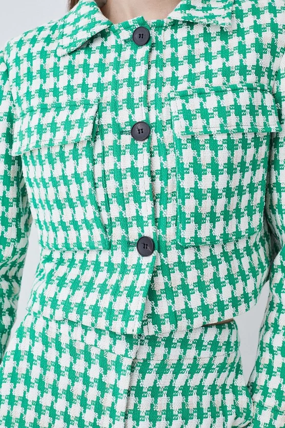 Buy ✔️ Karen Millen Petite Check Tweed Cropped Jacket - green 😍 - Image 2