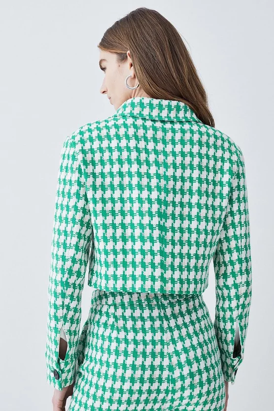 Buy ✔️ Karen Millen Petite Check Tweed Cropped Jacket - green 😍 - Image 3