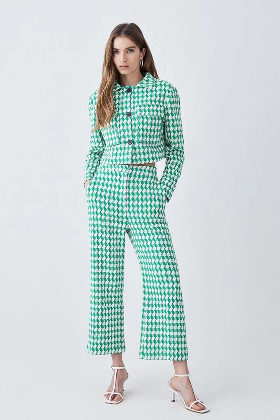 Buy ✔️ Karen Millen Petite Check Tweed Cropped Jacket - green 😍 - Image 5