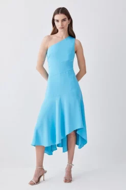 Deals 🧨 Karen Millen One Shoulder Soft Tailored High Low Midi 👗 Dress 🔥