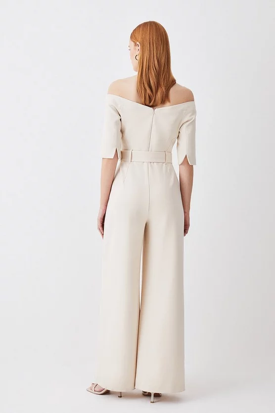 Coupon π Karen Millen Structured Crepe Off Shoulder Wide Leg Jumpsuit β - Image 3