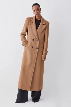 Best deal 👍 Karen Millen Italian Wool Double Breasted Maxi 🧥 Coat - camel ✔️