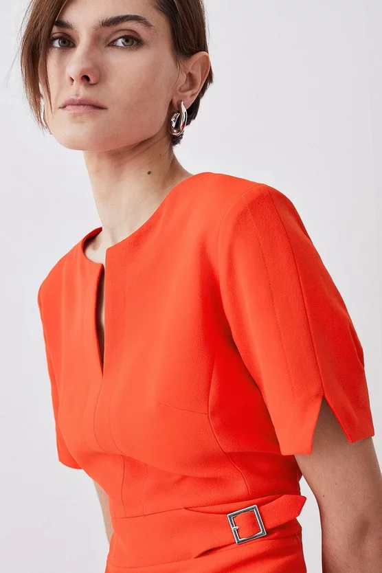 Outlet 🤩 Karen Millen Tall Tailored Military Pleat Short Sleeve Mini 👗 Dress ❤️ - Image 2