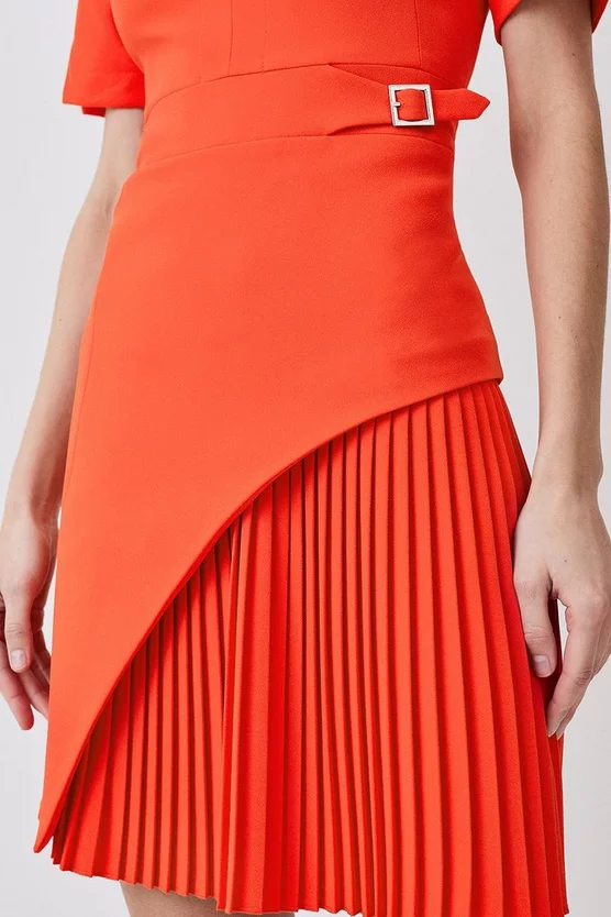 Outlet 🤩 Karen Millen Tall Tailored Military Pleat Short Sleeve Mini 👗 Dress ❤️ - Image 5