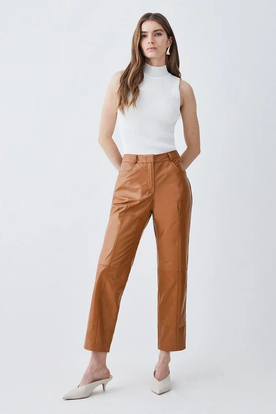 Best deal β¨ Karen Millen Leather Slim Leg 5 Pocket Detail Trouser π₯