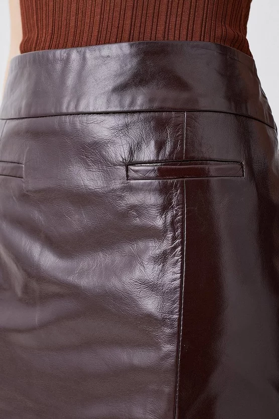 Promo π Karen Millen Patent Leather Mini π Skirt - chocolate β¨ - Image 2