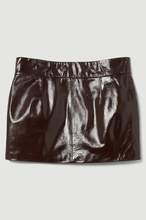 Promo π Karen Millen Patent Leather Mini π Skirt - chocolate β¨ - Image 4