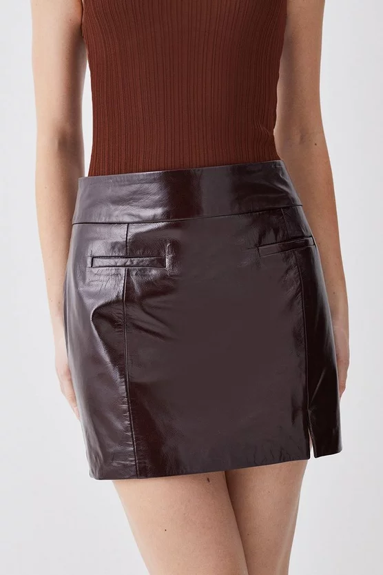 Promo π Karen Millen Patent Leather Mini π Skirt - chocolate β¨ - Image 5
