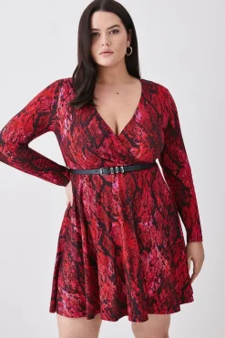 Wholesale π€© Karen Millen Plus Size Snake Belted Viscose Blend Jersey Skater π Dress π―