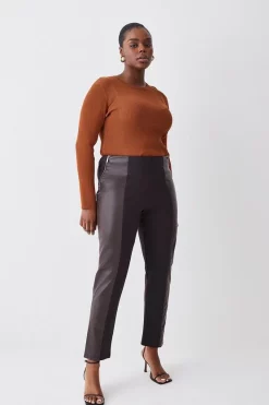 Promo 🔔 Karen Millen Plus Size Ponte & Pu Jodhpur Leggings - chocolate 🤩