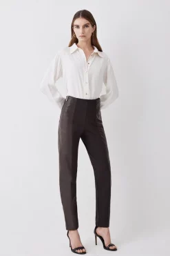Cheap ✨ Karen Millen Petite Ponte & Pu Jodhpur Leggings - chocolate 🔔