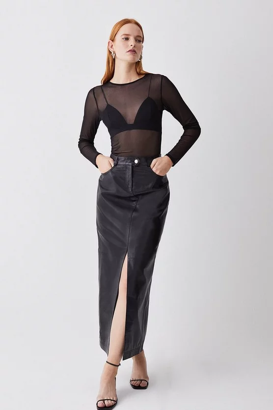 Promo β€οΈ Karen Millen Leather 5 Pocket Maxi π Skirt - black β€οΈ - Image 6