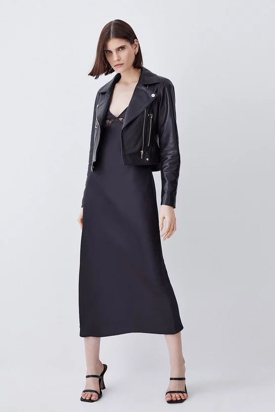 Coupon π₯° Karen Millen Leather Pocket Detail Biker Jacket π - Image 6