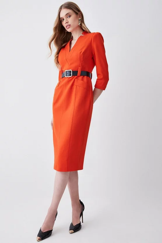 Best deal โค๏ธ Karen Millen Petite Forever Belted Midi Pencil ๐ Dress โค๏ธ - Image 8