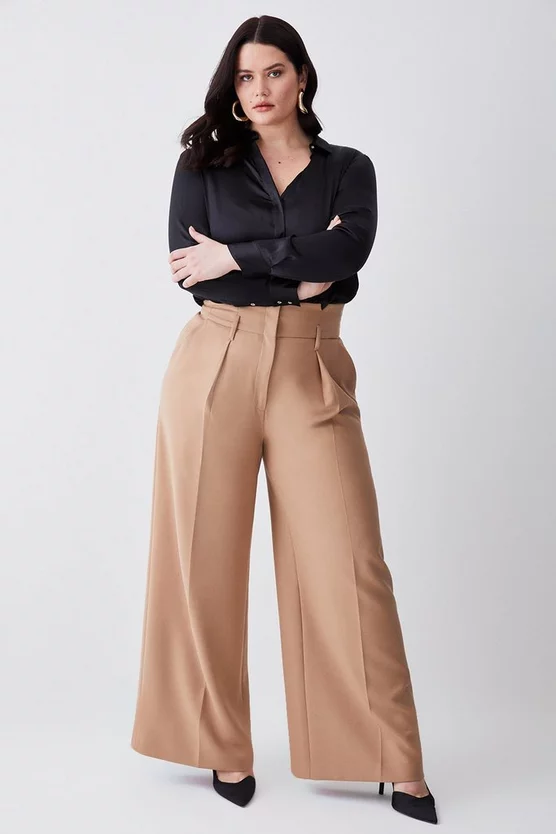 Wholesale π Karen Millen Plus Size Compact Stretch High Waist Wide Leg Trouser βοΈ - Image 6