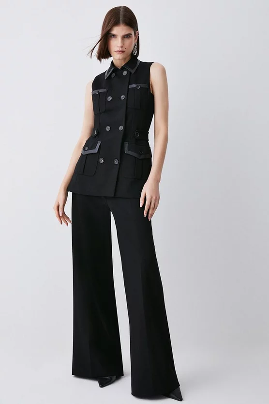 Brand new π― Karen Millen Structure Crepe Pocket Sleeveless Jacket - black π - Image 7