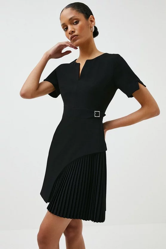 Best Pirce π― Karen Millen Tailored Military Pleat Short Sleeve Mini π Dress β€οΈ - Image 10